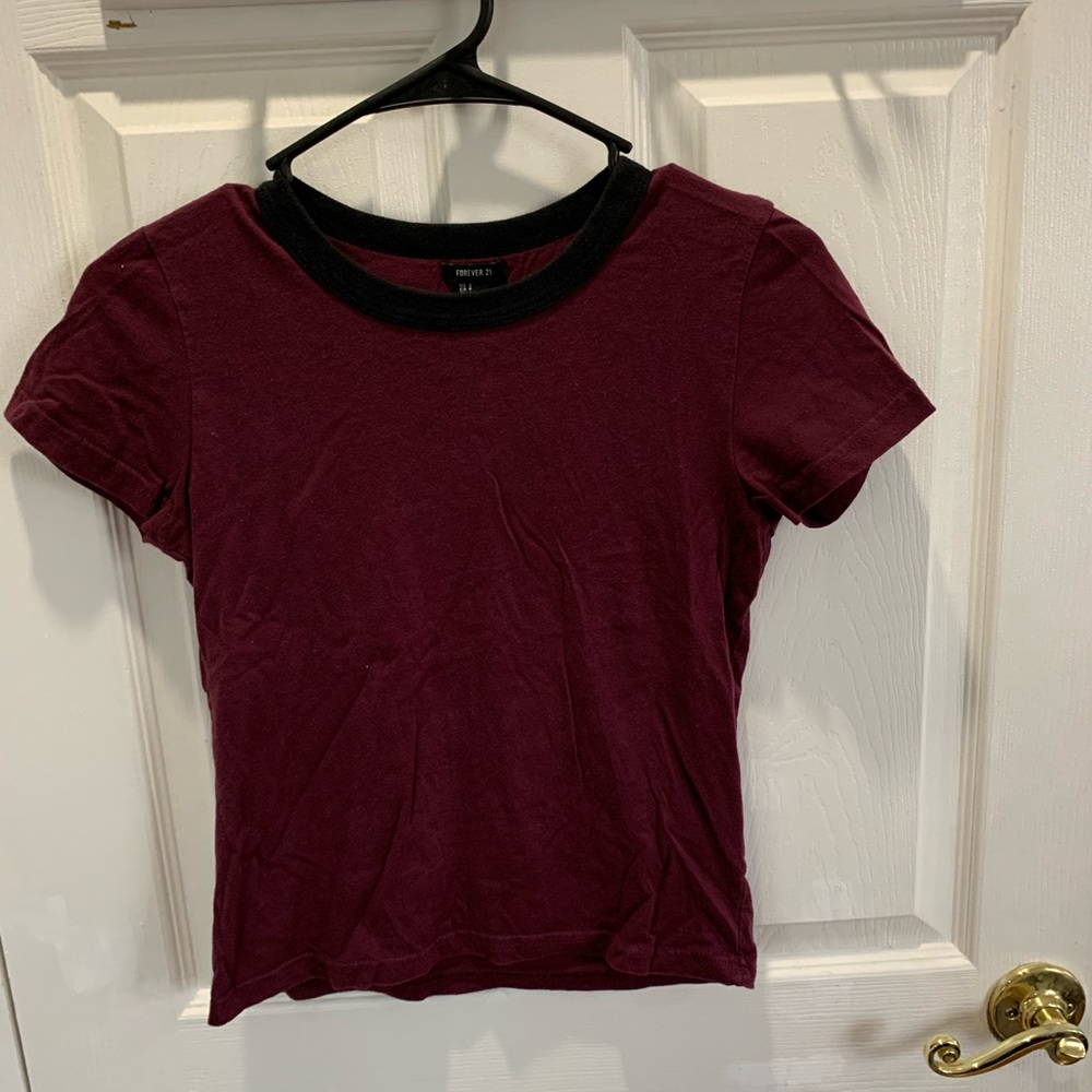 maroon ringer tee